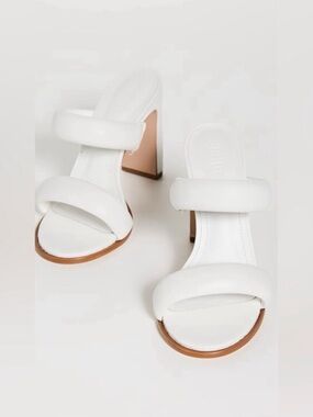 SCHUTZ White Padded Double-Strap Block Heel Sandals